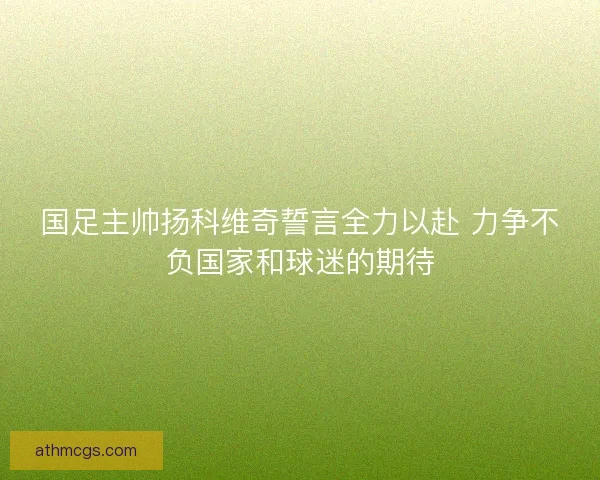 国足主帅扬科维奇誓言全力以赴 力争不负国家和球迷的期待
