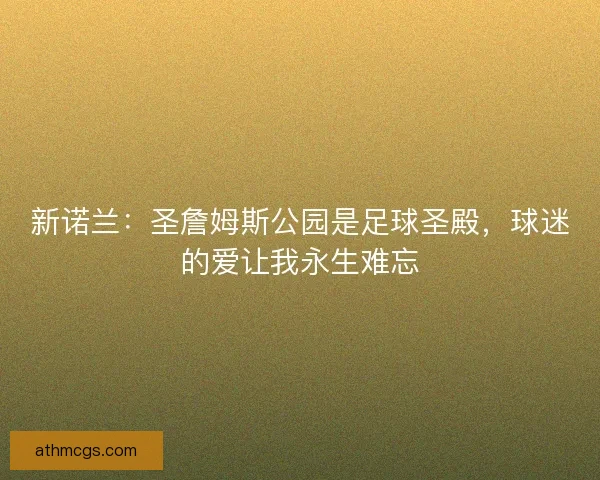 新诺兰：圣詹姆斯公园是足球圣殿，球迷的爱让我永生难忘